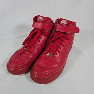 Nike Air Force 1 High Top University Red Leather Sneakers Fashion Shoes‎ US 11.5